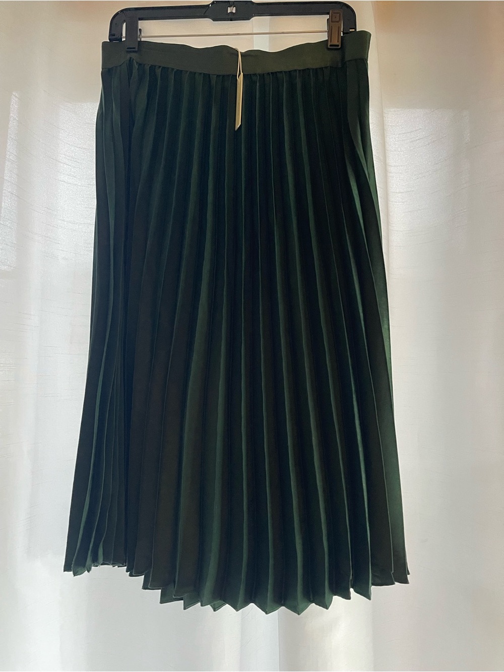Max Studio Dark Green Pleated Midi Skirt